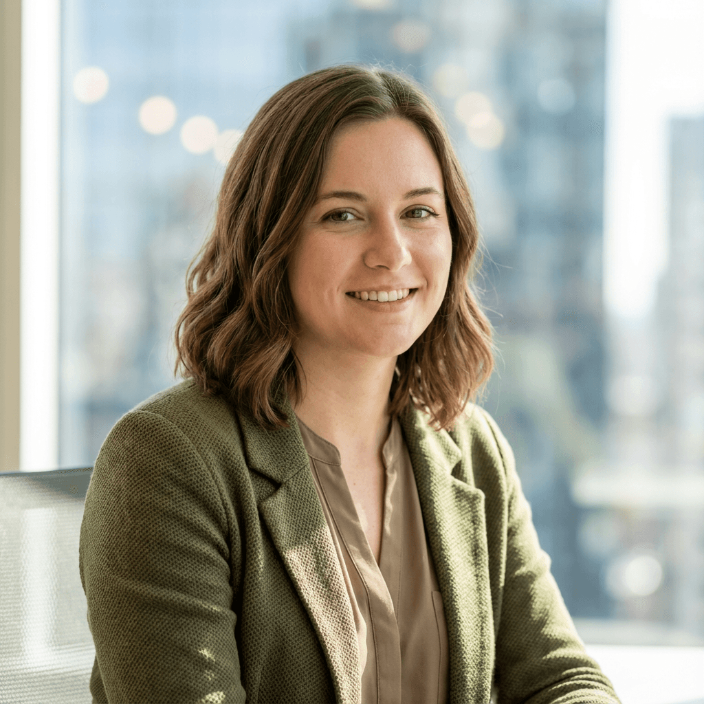Sarah Mitchell in a professional office setting
